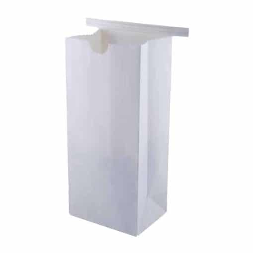1/2 pound poly lined white tin tie food safe paper bag angled