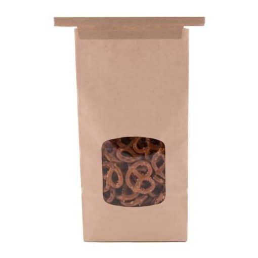 1 pound poly lined kraft tin tie food safe paper bag with window front