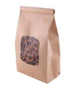 1 pound poly lined kraft tin tie food safe paper bag with window top