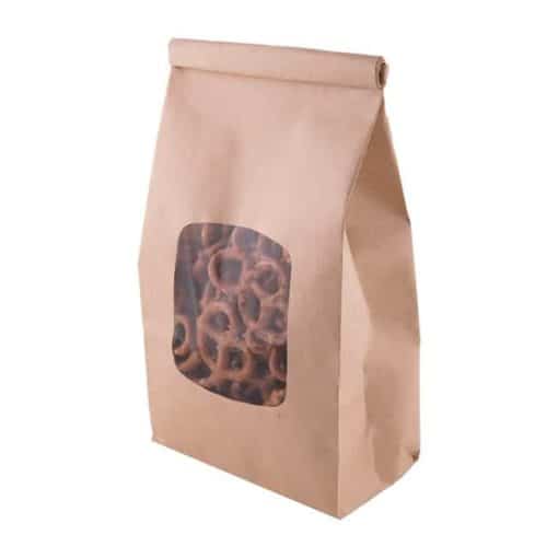 1 pound poly lined kraft tin tie food safe paper bag with window top