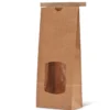 16 oz wide natural kraft paper tin tie bag with window