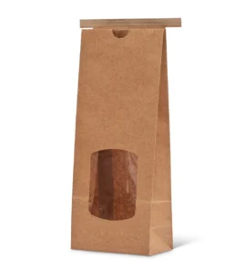 16 oz wide natural kraft paper tin tie bag with window