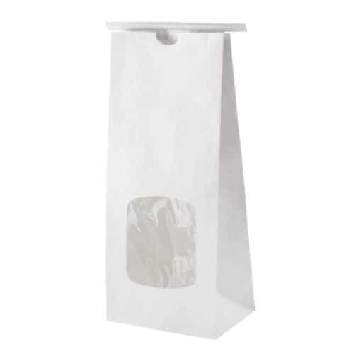 1 lb Paper Bag with Tin Tie with Window White - PBFY