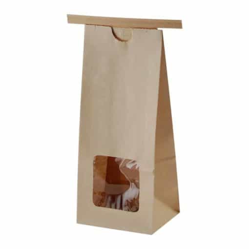 1/2 lb Paper Bag with Tin Tie with Window Kraft - PBFY