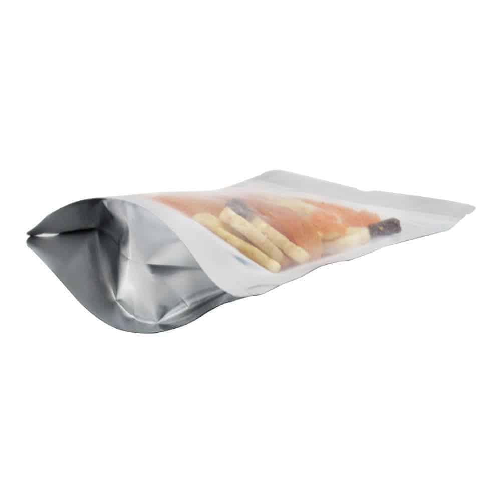 100 Pack - CleverDelights Silver/Clear Stand-up Pouches - 4 inch x 6 inch x 2 inch - 2oz