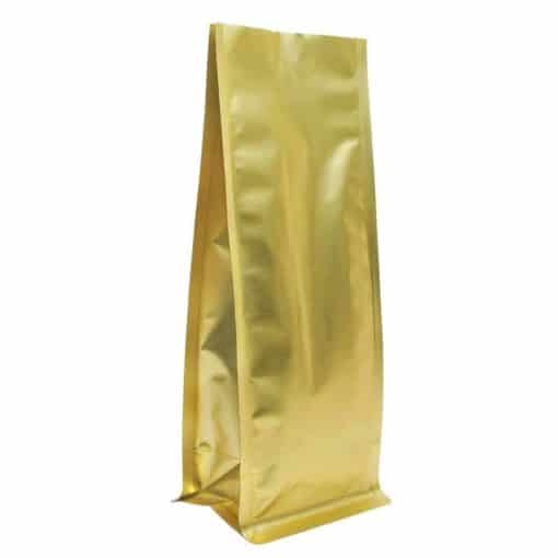 8 oz Block Bottom Side Gusseted Bag Gold - PBFY