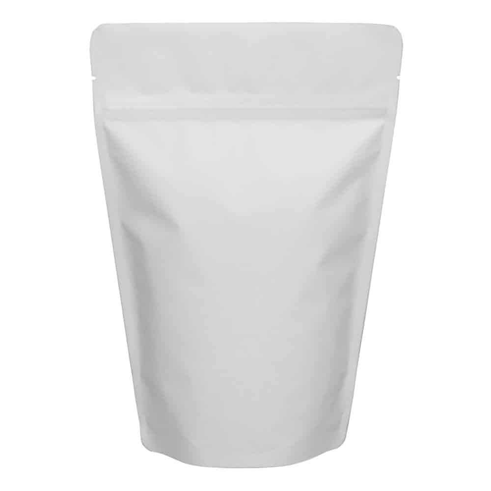 BAP 100 12 oz Matte White Stand Up Pouch with Valve for Coffee 