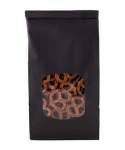 1 pound poly lined black tin tie food safe paper bag with window top closed