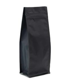 2 pound bulk coffee packaging pull tab zipper block bottom matte black