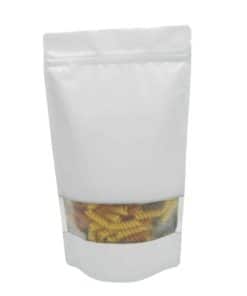 8 oz white stand up food grade pouch with window