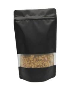 custom black stand up pouch with window food grade packaging
